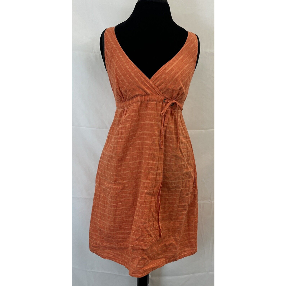 Patagonia Dress Women 6 Orange Pockets Striped Organic Cotton Hemp Fs Charity